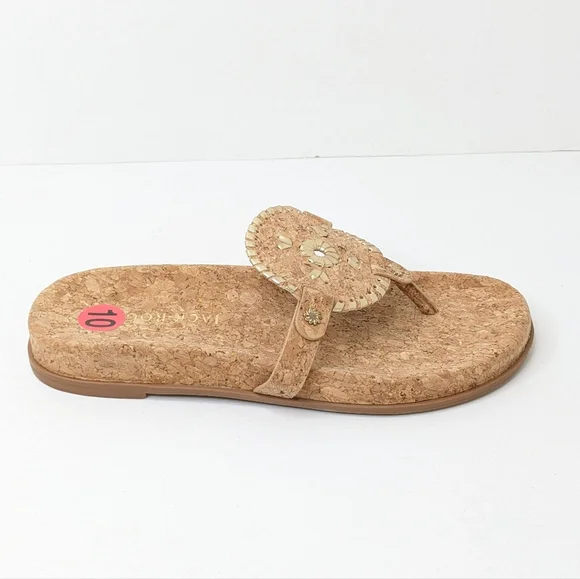 Jack Rogers Collins Cork Sandals, Tan/Gold, Women's 10 - Picture 2 of 6